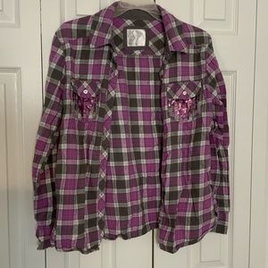 Justice Size 20 Purple Sequin Flannel